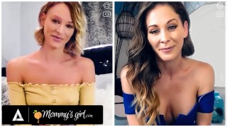 MOMMYSGIRL sedienta Emma Hix y madrastra Cherie DeVille comparten su coño mojado en la cámara