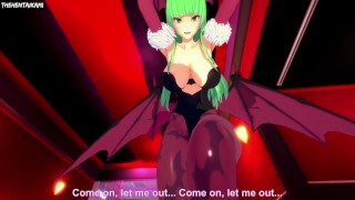 POV Morrigan Aensland The Succubus는 무수정의 발로 당신을 놀립니다.