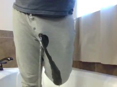 Pissing Pajama Pants before showing Nonstop