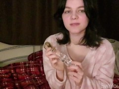 Showing my New Glass Dildo