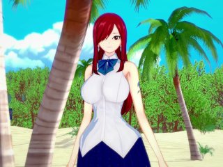 Erza Scarlet, big boobs, cartoon, redhead