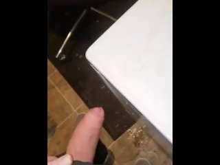 Hard cock begins to soak laundry room!