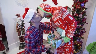 Cute Stepbrother Offers His Big Brother A Special Christmas Gift