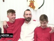 Preview 3 of Family Dick - Hunk Stepdad Wants Cute Christmas Card With His Two Stepsons And Gets More Even More