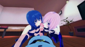 Fate Grand Order/Tsukihime Ciel and Mash Threesome Hentai 