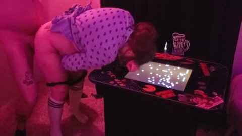 Eating her Ass and Fucking her from Behind while she plays Vintage video games