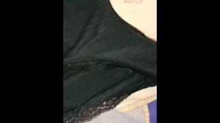 Foot fetish model shows worn black panties