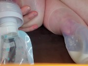 Preview 5 of Pumping & Sucking & squeezing & squirting MILK from my huge bbw tits. Milk pumped on PUSSY 🥛