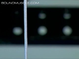 Derek is bound and has his balls pulled tight