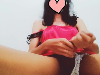 Skinny Asian Shemale Jerk off and Cum twice