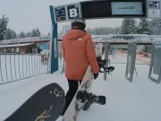 Preview 1 of Real Amateur Public Blow Job in Ski Lift