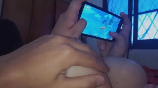 I Touch Her Big Tits To Divert Her Attention While She Plays With Her Phone