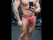 Preview 3 of Ripped bodybuilder flexing hard oiled muscles | muscle worship |