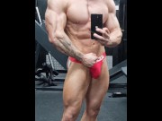 Preview 4 of Ripped bodybuilder flexing hard oiled muscles | muscle worship |