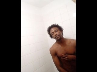 big dick, small man, showering, shower