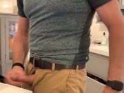Preview 1 of Beating my meat in the bathroom, verbal masturbation and cumming in khaki pants