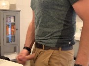 Preview 6 of Beating my meat in the bathroom, verbal masturbation and cumming in khaki pants