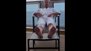 Straight stud relaxes on cruise while you admire his feet