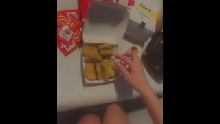 Eating Nuggets From Mcdonald's With Cum