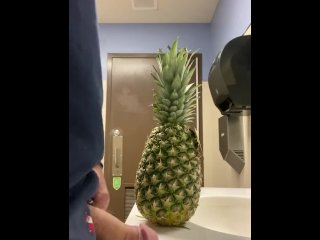 Take a Pineapple at the Grocery Into the Public Restroom to Masturbate and CumAll Over It
