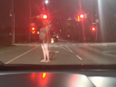 Sissy Dancing on Public Streets in Thong and Bra! CRAZY