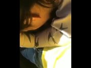 Preview 5 of Teen in car gives me a blowjob sucks my cock swallows my cum while I rub her pussy