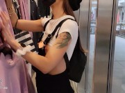 Preview 1 of Shopping with my tits out and nervously changing my top on a busy street