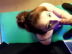 Girlfriend Gets Head Slamming Deepthroat Facefuck on her Knees POV Facial & Throatpie