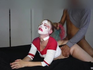 Screen Capture of Video Titled: (2020) Harley Quinn Sucks BBC and Rides Cowgirl CREAMPIE ENDING  (Night Version)(Remastered)