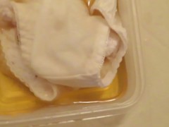 Piss-covered white panties! Hentai boy is pissing to white panties!