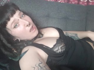 piercing, solo female, cum in panties, goth slut
