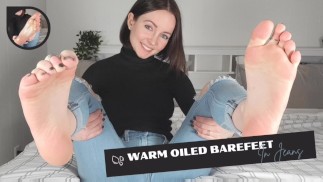 Warm Oiled Barefeet In Jeans