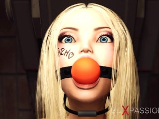 3d porn, shaved pussy, 3d animated, ball gagged