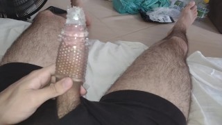 i used a cock extender to cum / jerking off, cumming inside