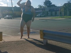 Man wears woman's swim suit and showers in piss on the street