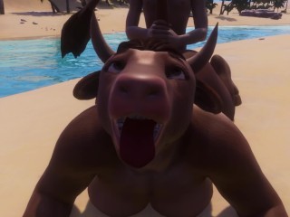 Furry Cow Girl Fucks with a Man | Furry Monster| 3D Porn Wild Life