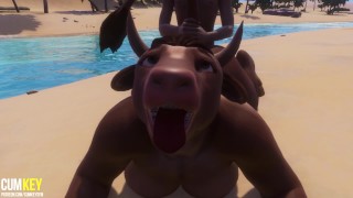 Une vache poilue baise avec un homme | Monstre poilu| Porno 3D Vie sauvage