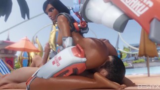 Pharah mond-tot-mond porno 3d animatie Bewyx NSFW