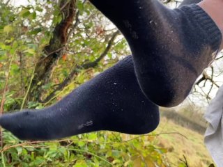 DIRTY Surprise SOCKJOB while Hiking. Naughty Teen 😈 - Puma Socks (outdoors, in public)