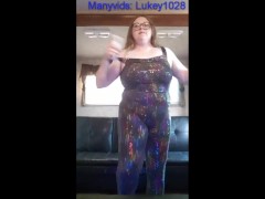 BBW Plays Just Dance in a Sparkly Rainbow Leotard