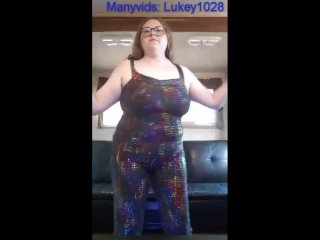 BBW Plays Just Dance in a Sparkly Rainbow Leotard