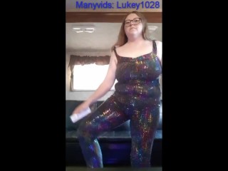 BBW Plays just Dance in a Sparkly Rainbow Leotard