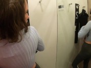 Preview 4 of Real sex public pov blowjob in fitting room - Darcy Dark