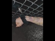 Preview 2 of pov: sad goth bitch gets handcuffed and pissed on in public