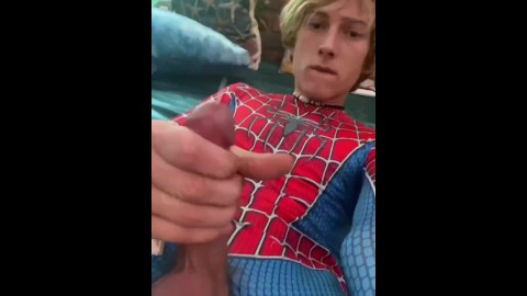 SpiderMan Porn Big Cock Dick Print bulge Huge cock Cumming 