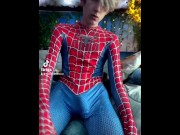 Preview 5 of Tom Holland SpiderMan Bulge leaks Exposed Dick print Cumming TomHolland Spider Man cock porn gay