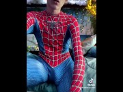 Preview 6 of Tom Holland SpiderMan Bulge leaks Exposed Dick print Cumming TomHolland Spider Man cock porn gay