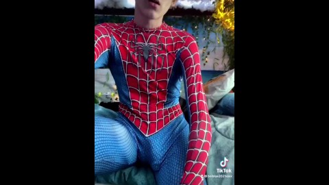 Tom Holland SpiderMan Bulge vaza Exposed com estampa de pau Cumming TomNo Spider Man galo pornô gay 