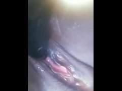Stuffing Pussy with Black Dildo