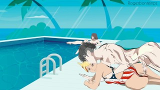 Hentai na piscina pública sexo com desenhos pornôs